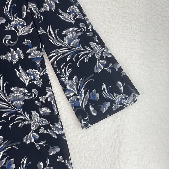 White House Black Market Black Floral Print Dress Womens 3/4 Sleeve Size Medium - Picture 6 of 16